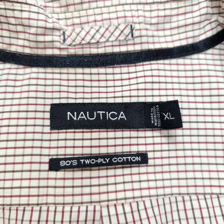 Chemise NAUTICA Homme XL Bordeaux et Blanche à Carreaux Manche Courte Poche