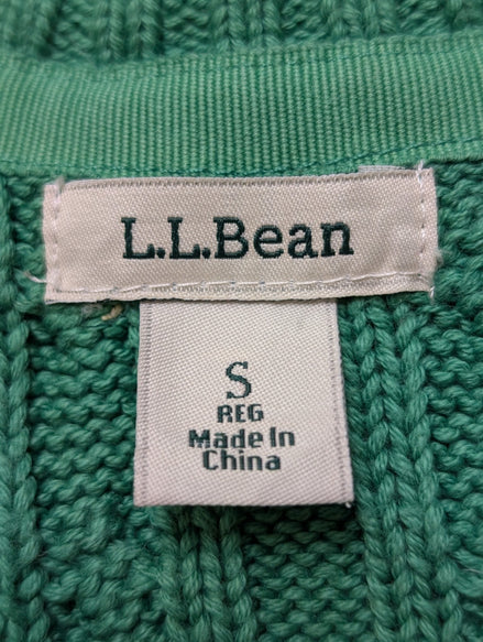Pull Vintage Femme Vert Torsadé Col Ouvert 100% Coton - Taille S