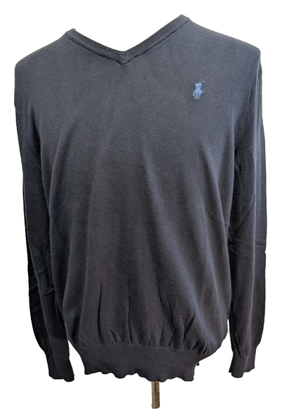 Pull Polo Ralph Lauren Bleu Marine Logo Bleu - 100% Coton Pima - Taille S - NEUF