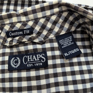Chemise Chaps 100% coton marron petits carreaux manches longues 1 poche XLTG