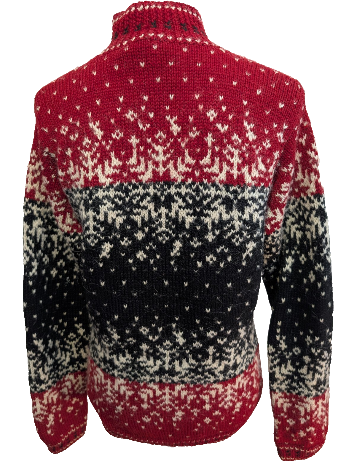 Pull LAUREN RALPH LAUREN Col Zippé FAIT MAIN 84% LAINE Motif flocon T. S Rare