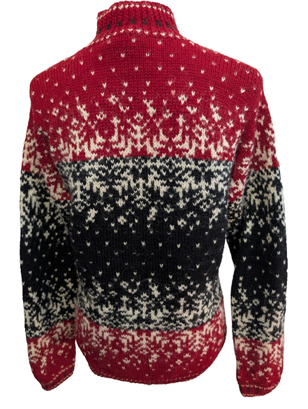Pull LAUREN RALPH LAUREN Col Zippé FAIT MAIN 84% LAINE Motif flocon T. S Rare