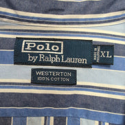 Chemise Polo Ralph Lauren XL XXL Westerton Bleue Rayures Coton Sans Logo