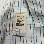 Chemise Lacoste M 40 Made in Hong Kong Bleu Carreaux Logo Crocodile Poche