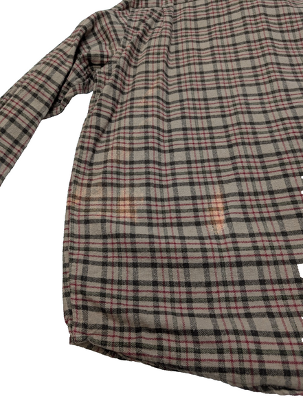 Chemise WRANGLER Flanelle T.L - Carreaux Marron Kaki Rouge 100% Coton