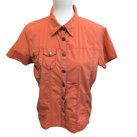 Chemise Harley Davidson Femme XL Orange Boutons Pression Logo Dos
