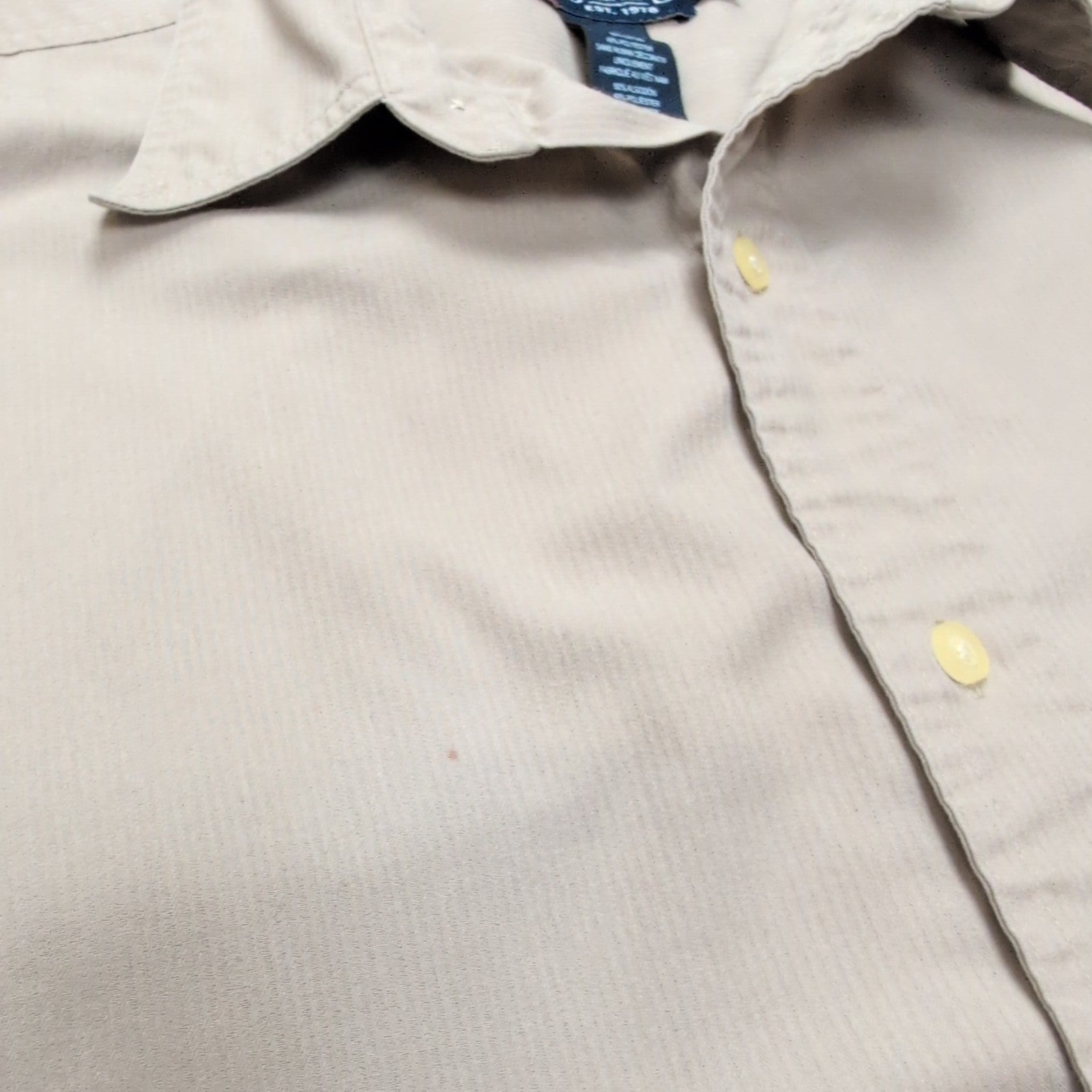 Chemise Chaps Easy Care Beige Crème à Rayures 1 Poche - Taille XL