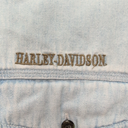 Chemise Harley Davidson XXL Jean Bleu Chevron Brodée Manches Courtes Coton