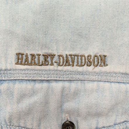 Chemise Harley Davidson XXL Jean Bleu Chevron Brodée Manches Courtes Coton