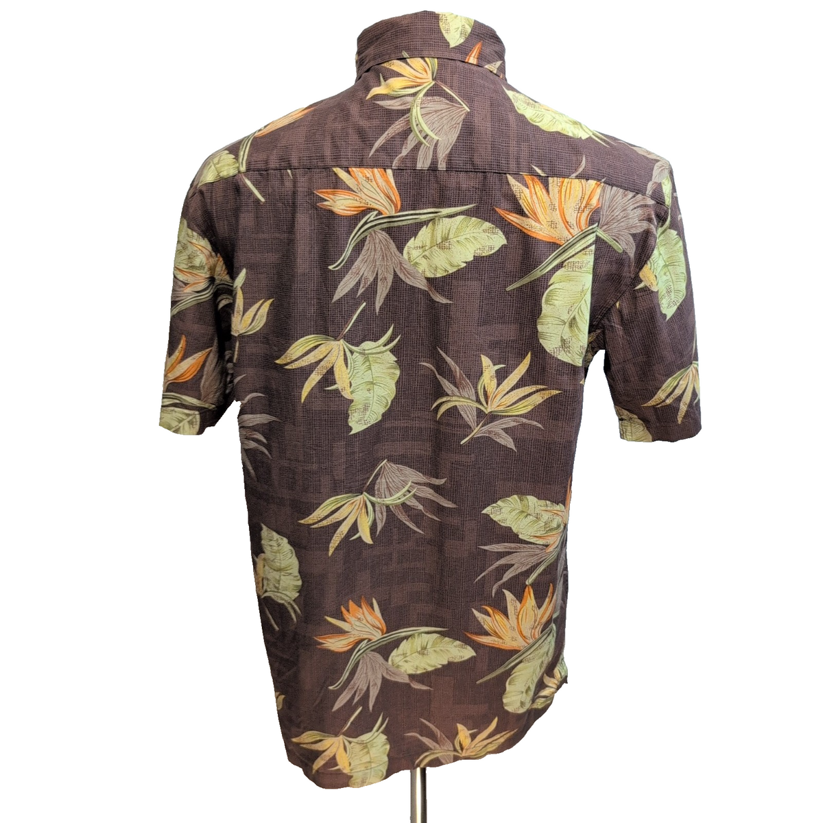 Chemise Hawaïenne Retreat S Coton Marron Feuillage Tropical manches courtes