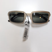 Lunettes de soleil Y2K Branche semi large Rectangulaire Métal Gris Brillant