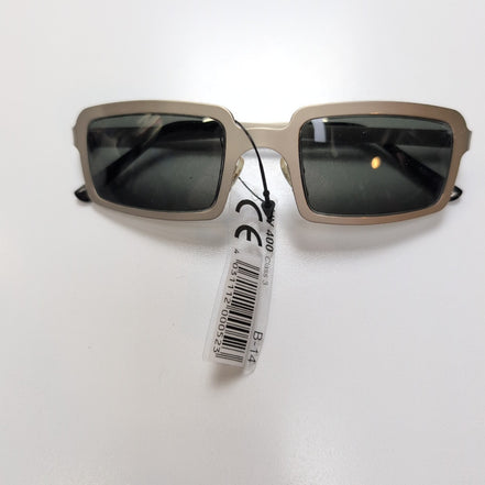 Lunettes de soleil Y2K Branche semi large Rectangulaire Métal Gris Brillant