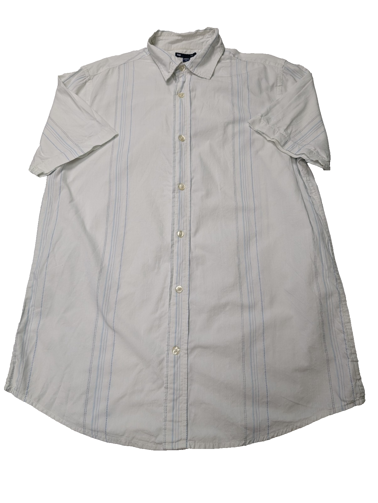 Chemise manches courtes GAP blanche rayures brodées taille M #704msch