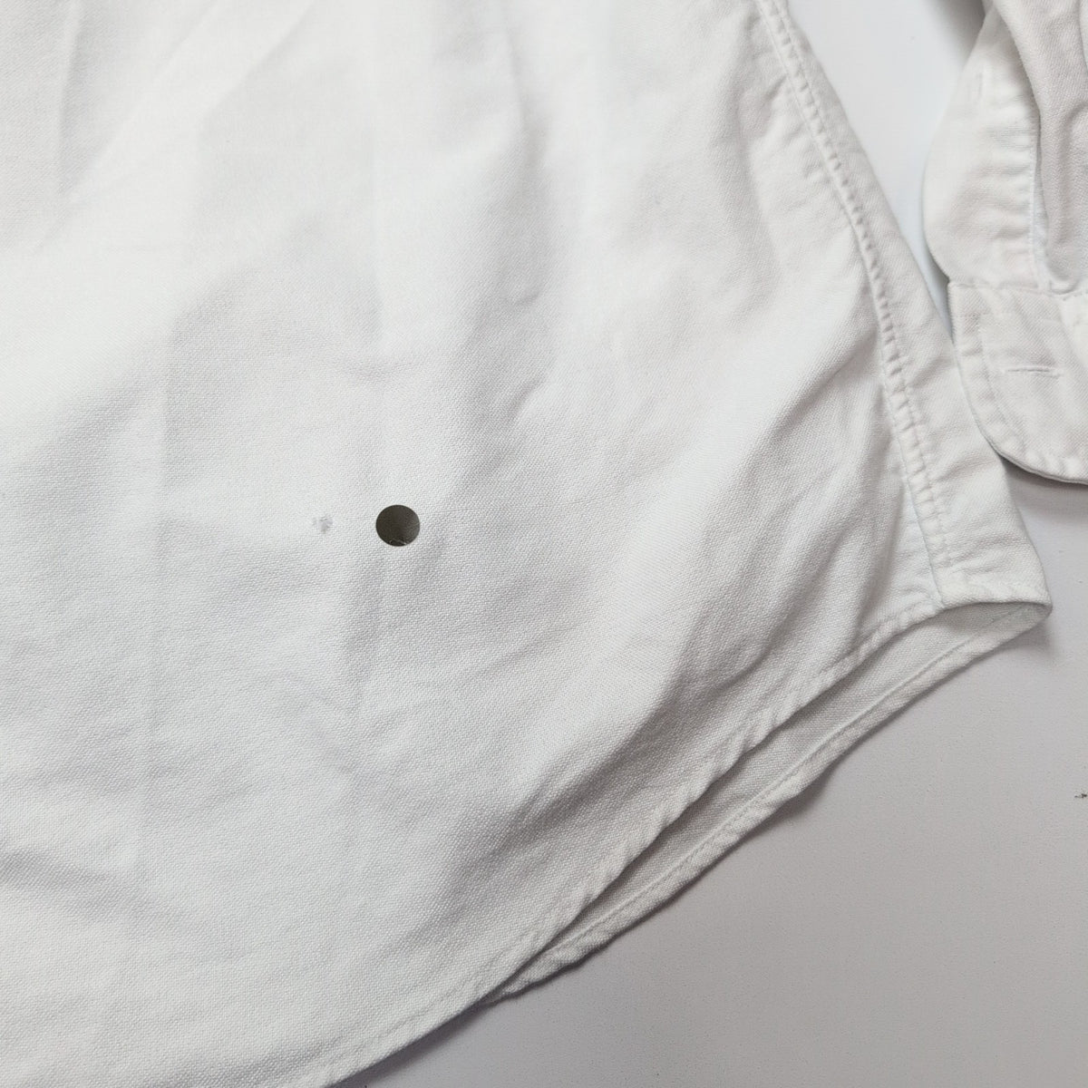 Chemise Ralph Lauren L Oxford Blanc Logo Marron Coton Manches longues