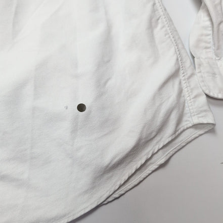 Chemise Ralph Lauren L Oxford Blanc Logo Marron Coton Manches longues
