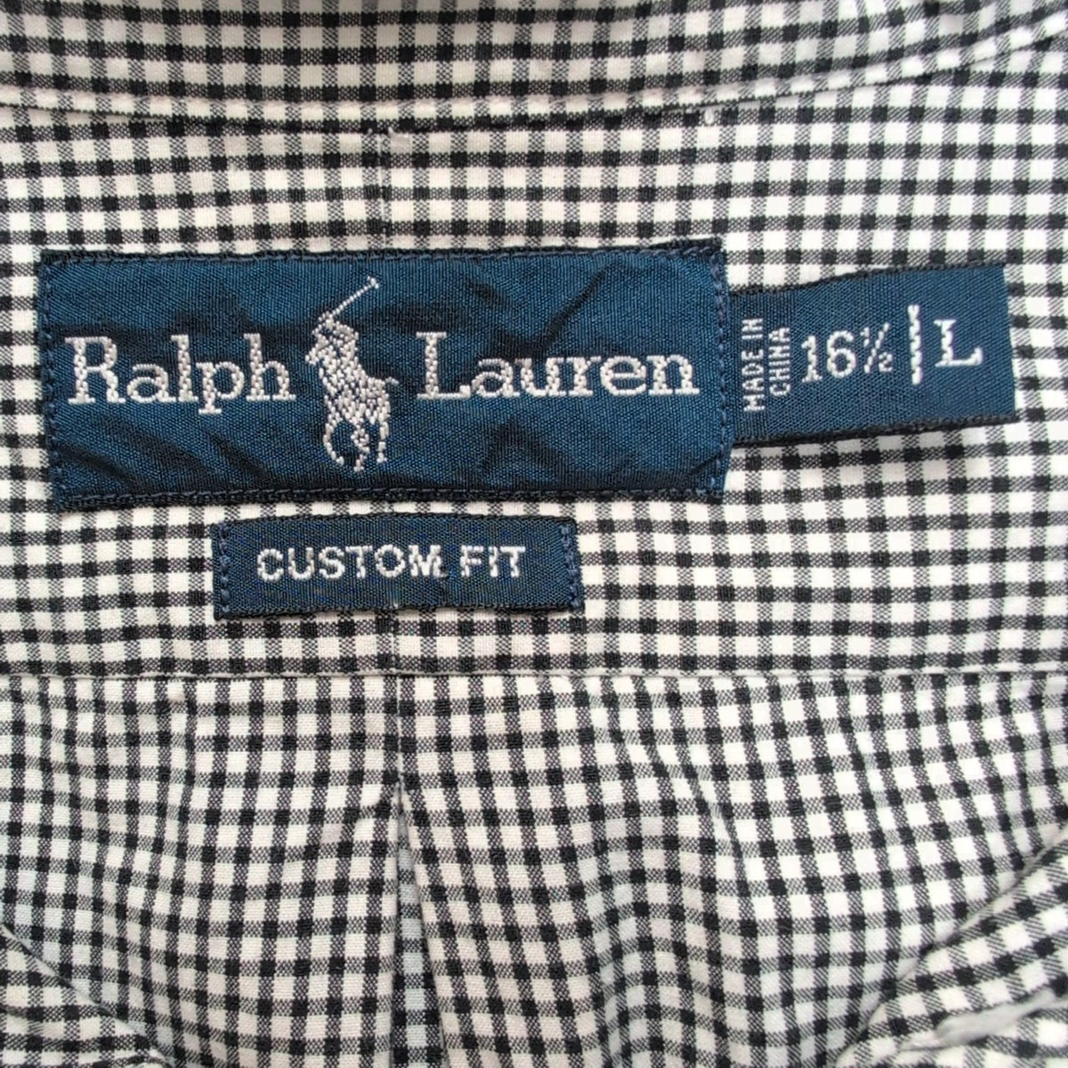 Chemise Ralph Lauren Custom Fit XL Bleu Noir Carreaux Manches Longues