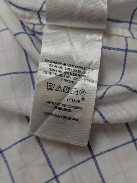 Chemise Ralph Lauren blanche à carreaux bleue logo bleu marine coton taille L bd