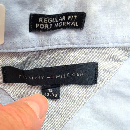 Chemise Tommy Hilfiger Bleu Clair Regular Fit Poignets Mousquetaires Taille M