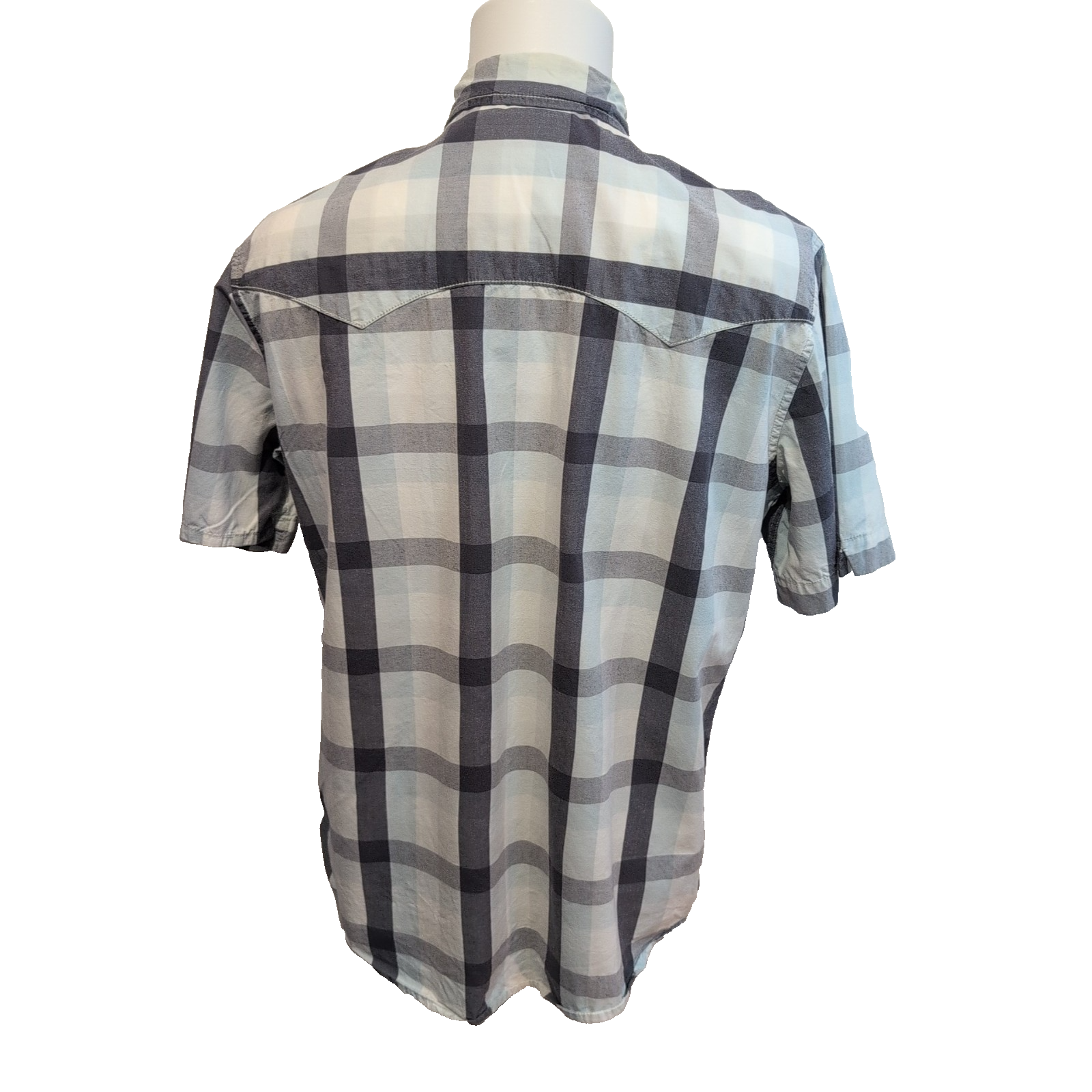 Chemise Manches Courtes Levi's à Carreaux Bleu et Blanc Taille L 1 poche