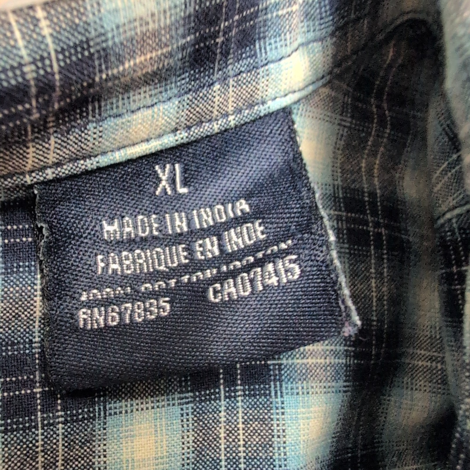 Chemise Nautica XL Carreaux Bleu Logo Métal Poche Manches Courtes