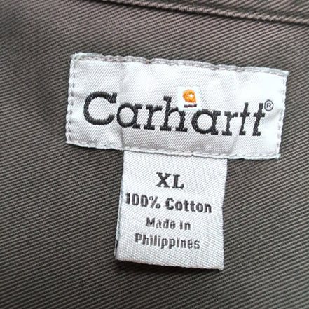 Chemise Carhartt XL Vert Foncé 100% Coton 2 Poches Workwear Vintage