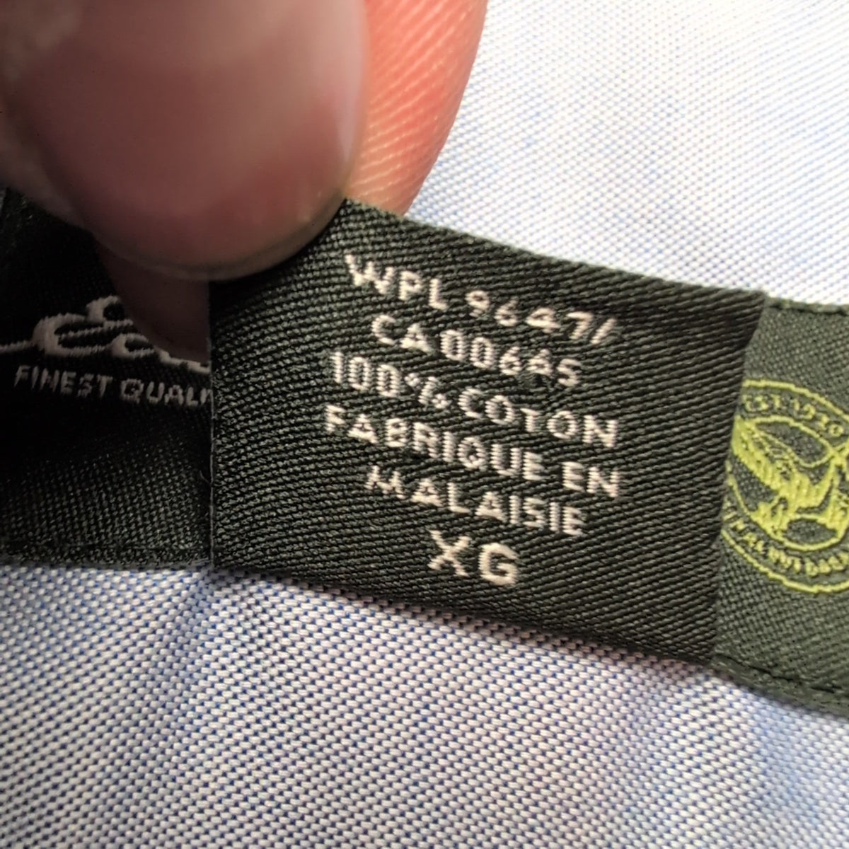 Chemise Eddie Bauer XL Bleu Uni 100% Coton Poche Manches Longues