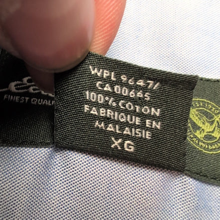 Chemise Eddie Bauer XL Bleu Uni 100% Coton Poche Manches Longues