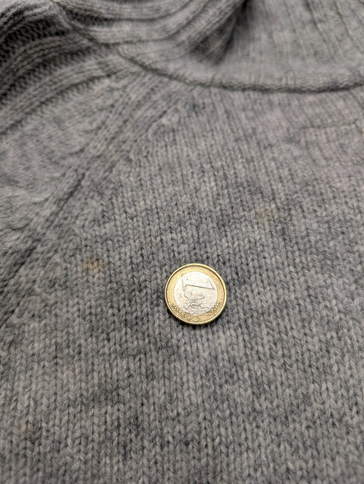 Pull ADIDAS Vintage Col Zippé 80% Laine Gris Logo Brodé Femme Taille L