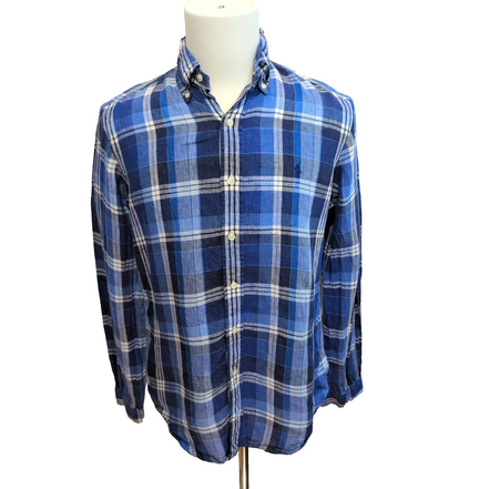 Chemise Ralph Lauren Lin S Carreaux Bleu Blanc Philippines manches longues