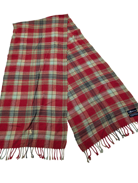 Écharpe Polo Ralph Lauren Rouge à Carreaux 100% Coton Largeur 38cm