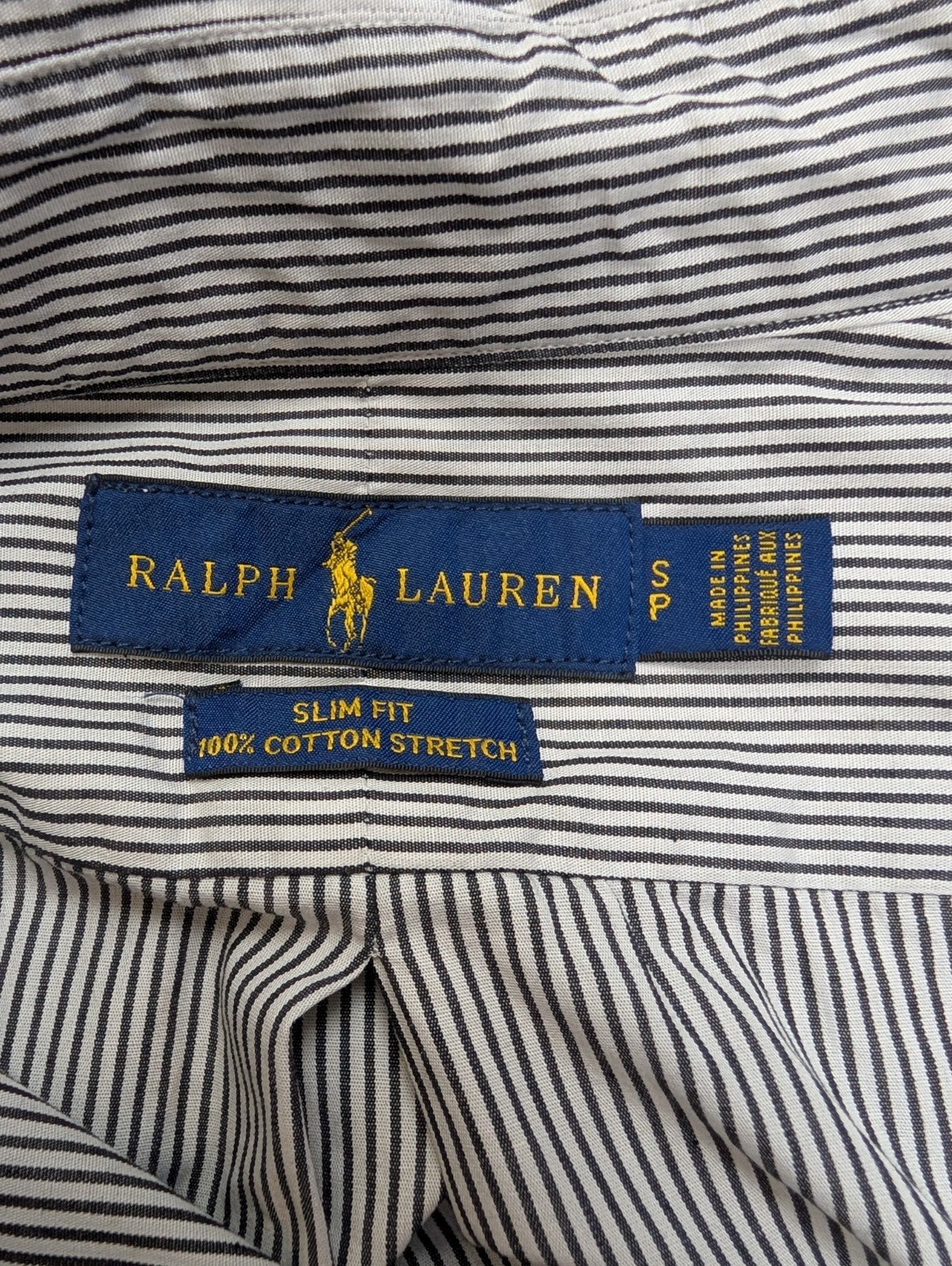 Chemise Polo Ralph Lauren Shirt S Slim Fit Stretch Rayures Noir Button Down