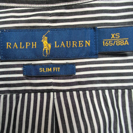 Chemise Ralph Lauren Slim Fit XS Noir Rayures Sans Logo Coton Poche