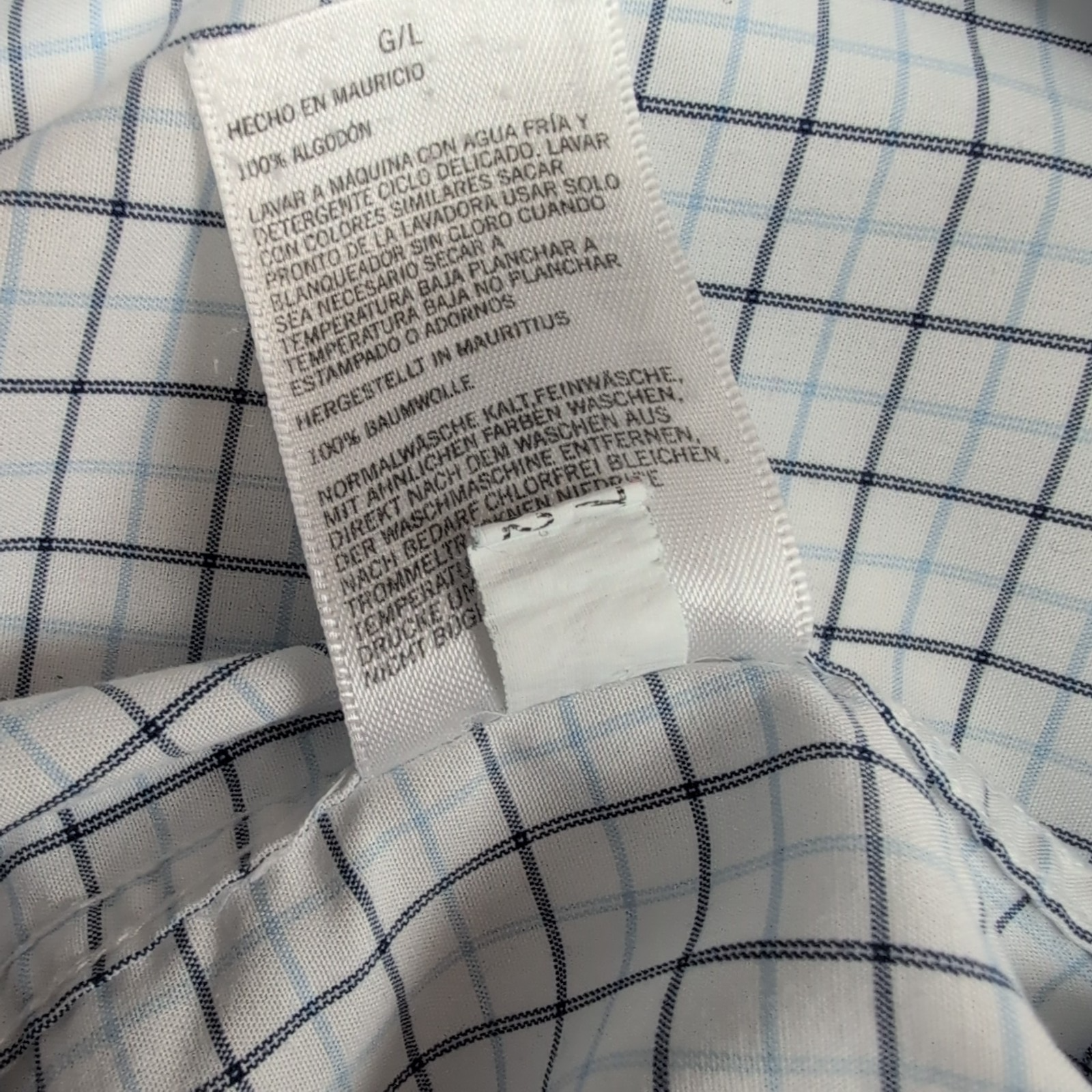 Chemise Nautica Blanche À Carreaux Bleus Slim Fit Manches Longues Taille L