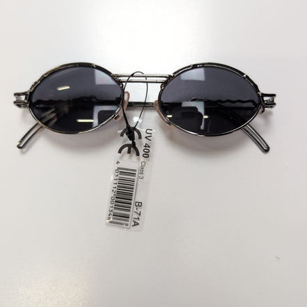 Lunettes de soleil Y2K Ovales Métal Chromé Gris Foncé Branches Fines