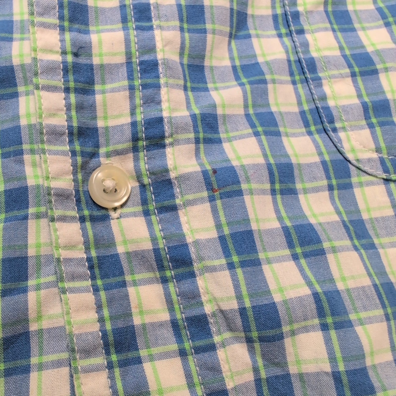 Chemise CHAPS bleue et verte à carreaux manches courtes taille XL #14e