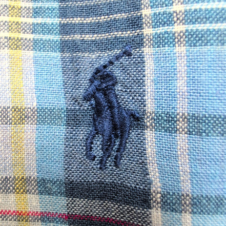 Chemise Ralph Lauren L Lin Bleu Rouge Carreaux Manches Courtes