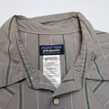 Chemise Patagonia modèle Western coton biologique grise rayures vertes M