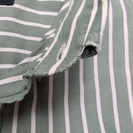 Chemise BURBERRY M Verte Rayures Blanches Oxford Logo Brodé Manches Longues