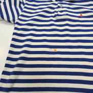 Polo Ralph Lauren Homme XS Bleu Blanc Rayures Logo Orange Polo Manches Courtes