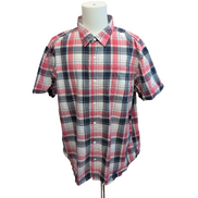 Chemise Columbia Rouge Bleu Marine À Carreaux Manches Courtes Taille XXL