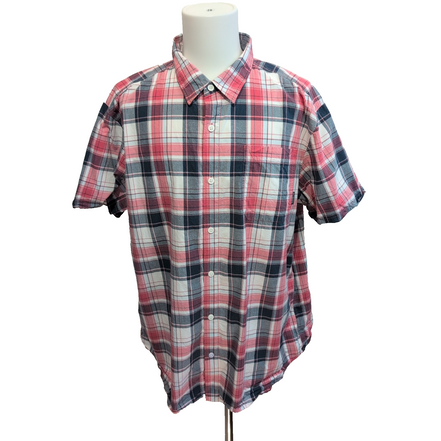 Chemise Columbia Rouge Bleu Marine À Carreaux Manches Courtes Taille XXL