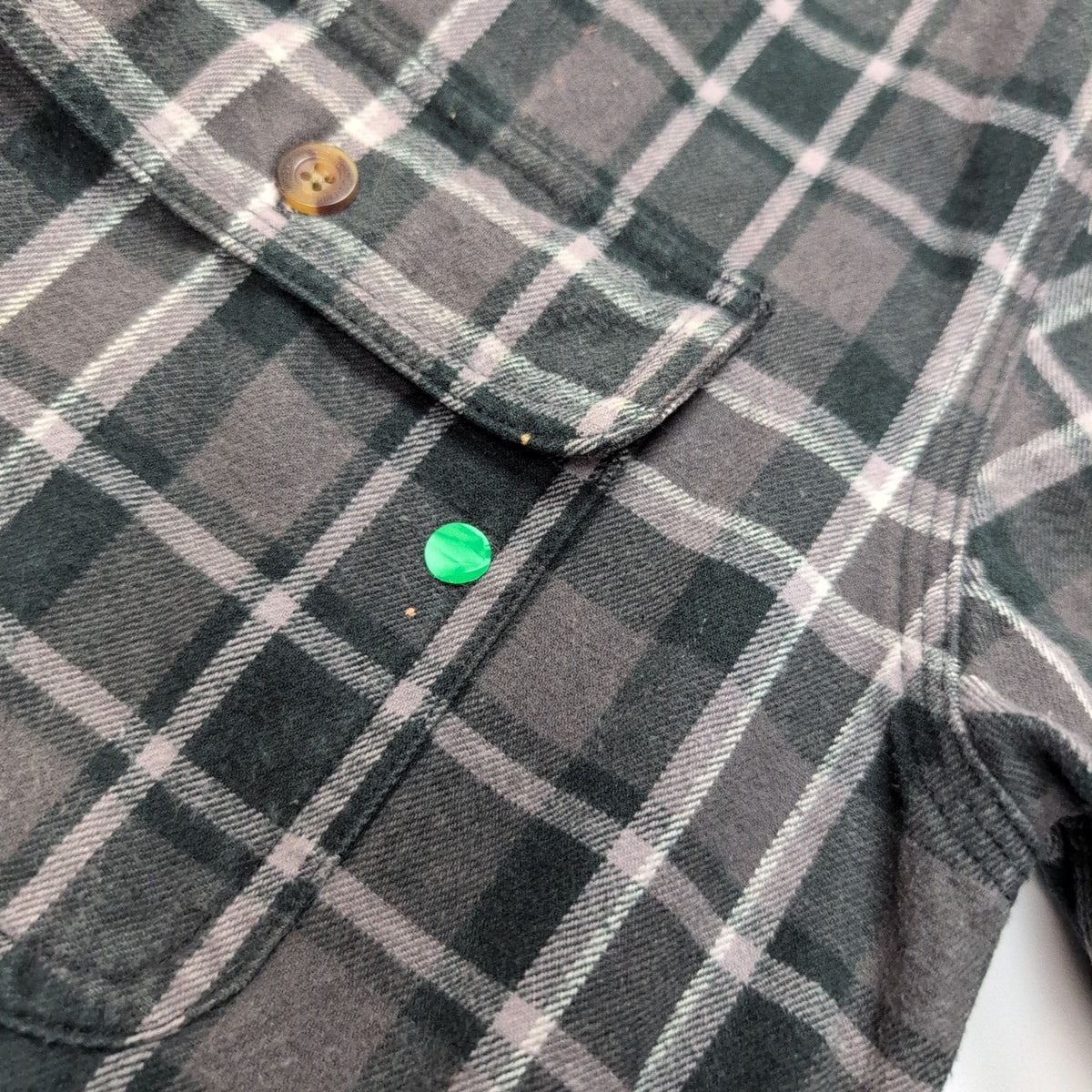 Chemise Carhartt M Flanelle Verte Grise Carreaux 100% Coton 2 Poches