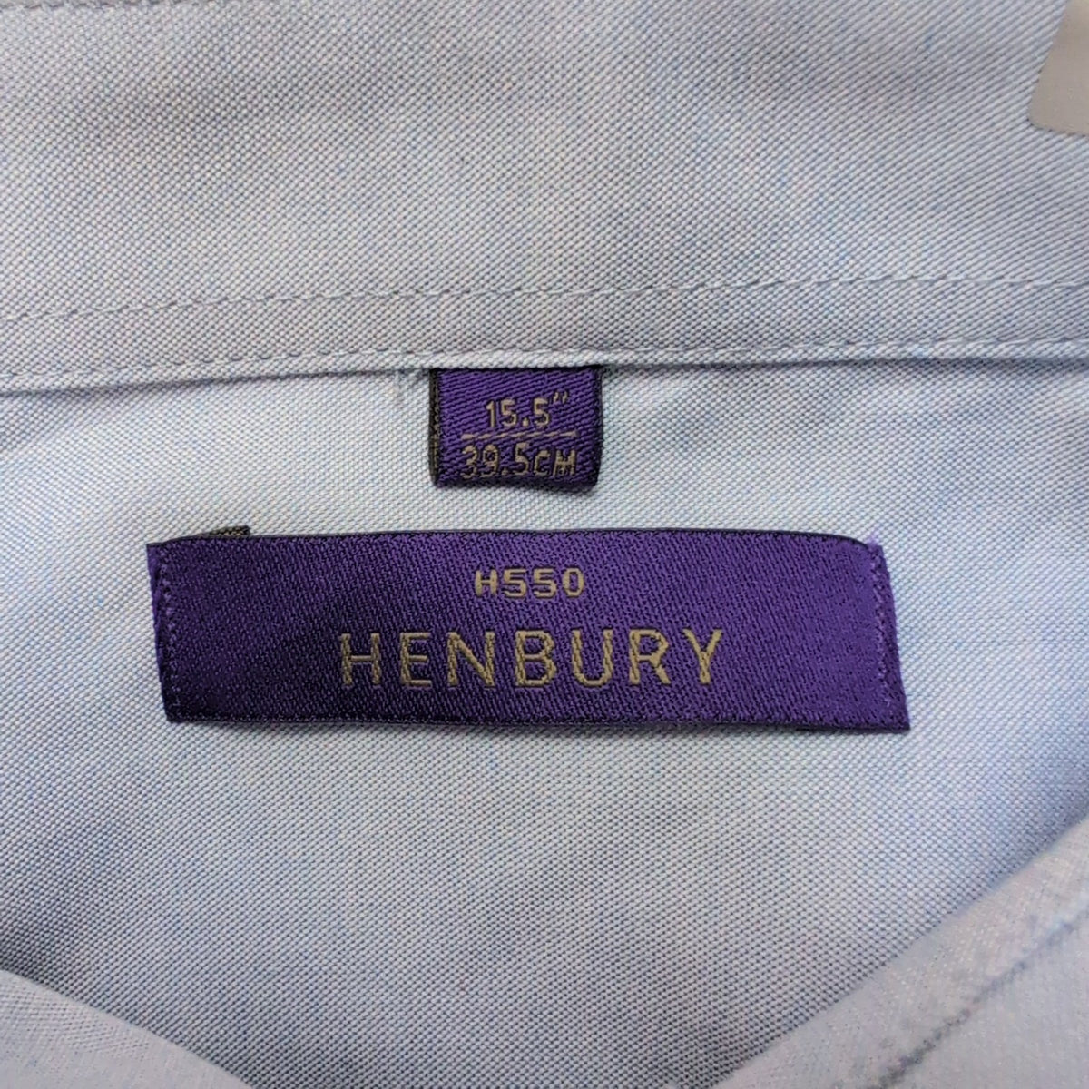 Chemise Henbury M/L 15,5 Neuve Jamais Portée Bleu Uni Coton Poche