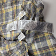 Chemise Levi's M Carreaux Jaune Gris Lin Coton Manches Courtes