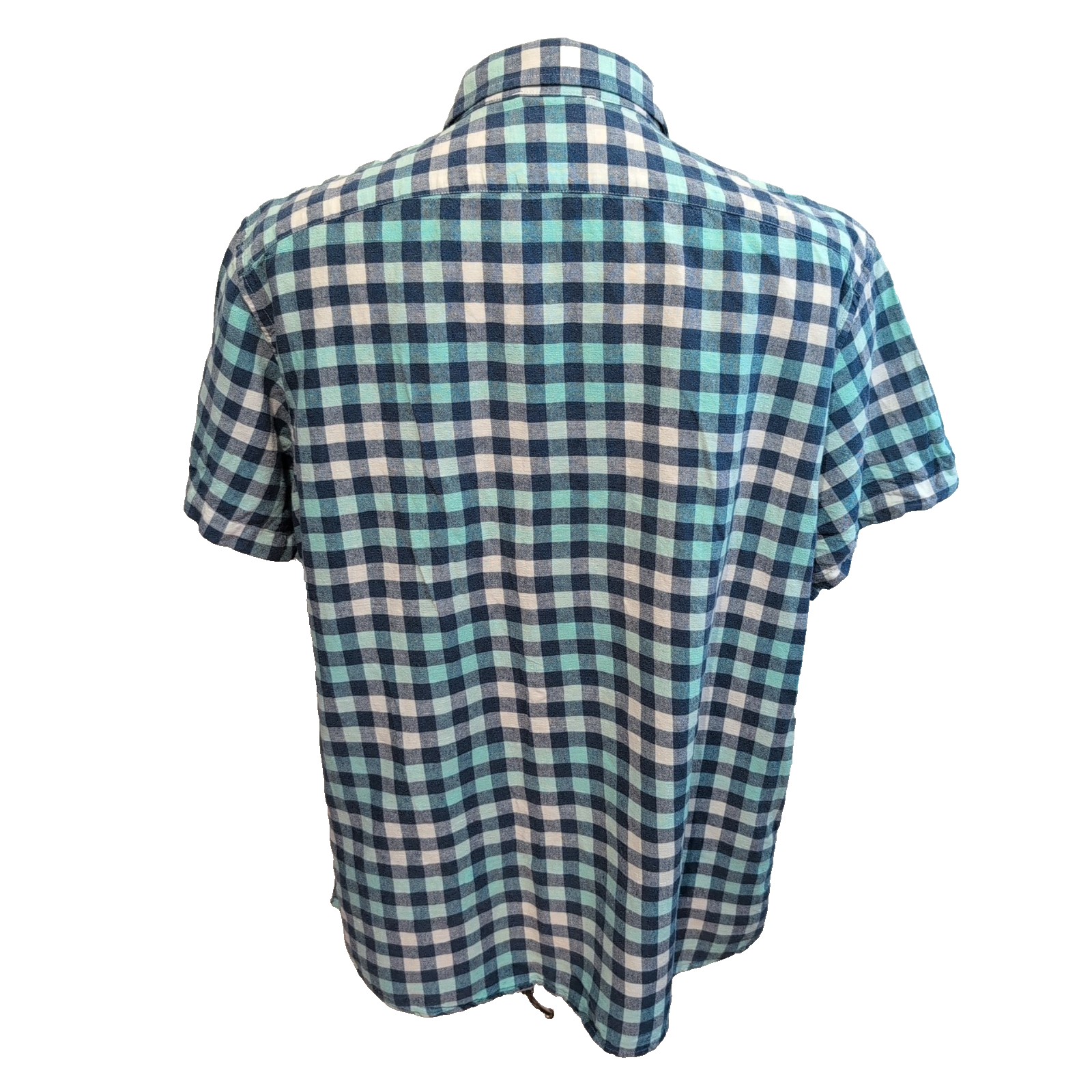Chemise Banana Republic 100% Lin Bleu Vert Carreaux Manches Courtes Taille XL
