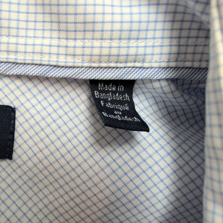 Chemise Tommy Hilfiger bleue petits carreaux manches longues XL XXL