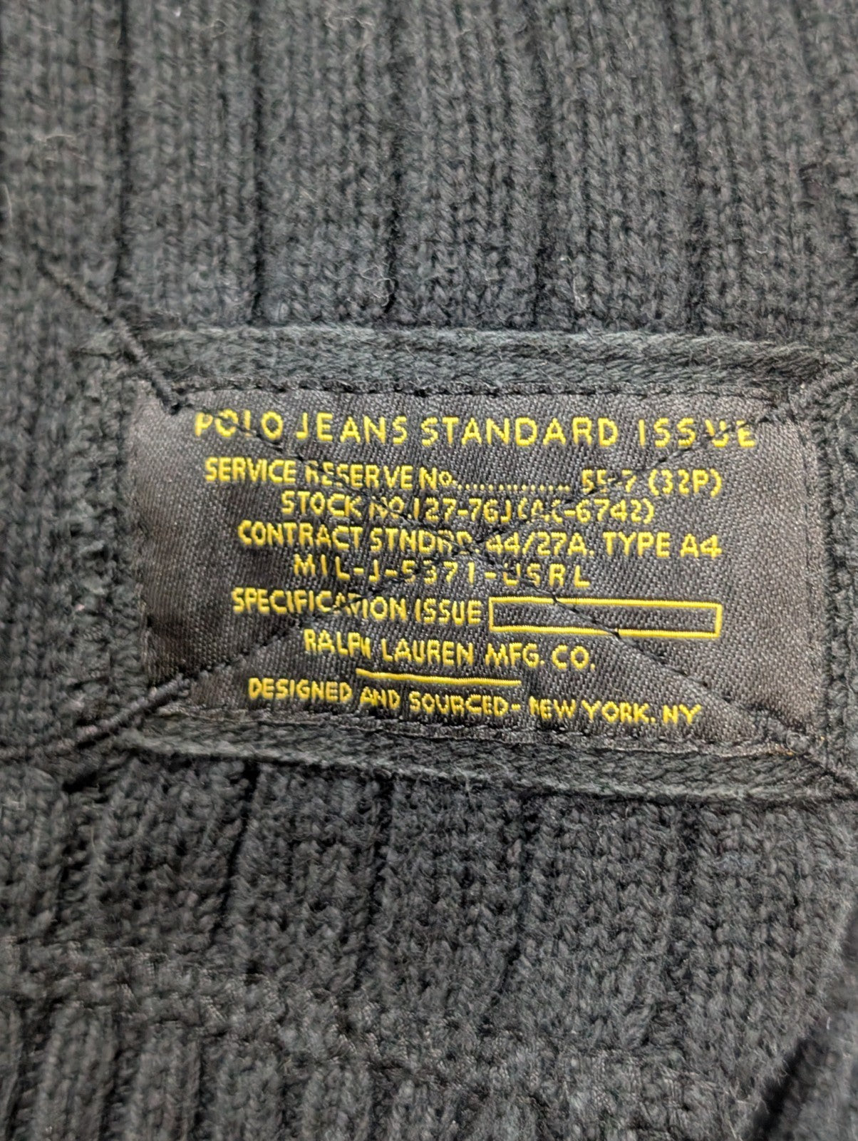 Pull Ralph Lauren Bleu Marine - Rayures Gaufrées & Côtelées - Taille XL