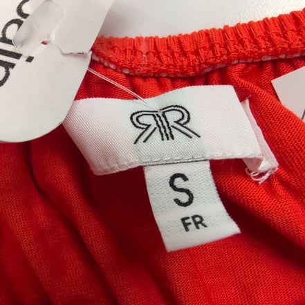 Haut Femme La Redoute Taille S Orange Volants Manches Bouffantes Neuf Étiquette