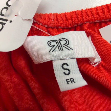 Haut Femme La Redoute Taille S Orange Volants Manches Bouffantes Neuf Étiquette