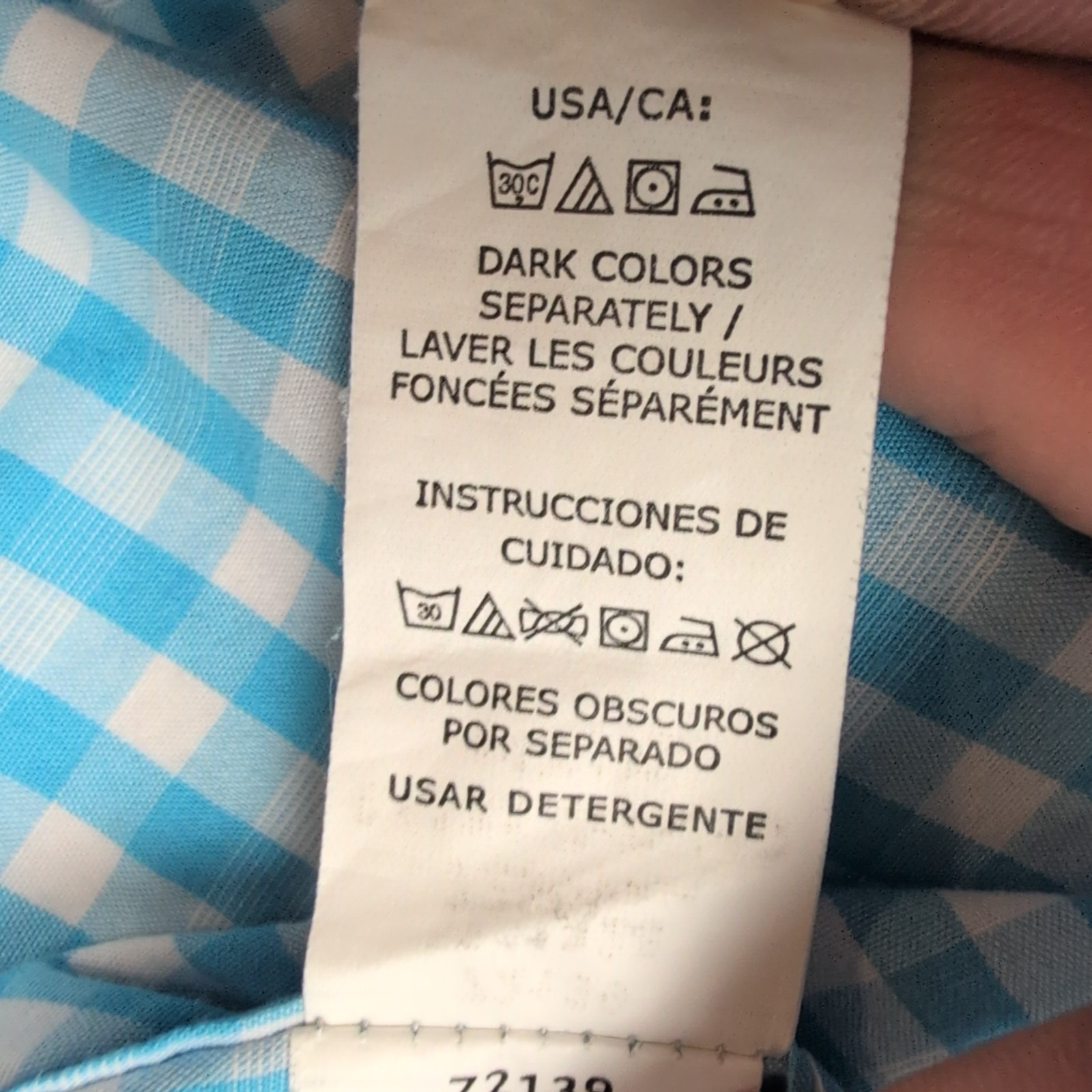 Chemise Chaps Bleu Ciel Petits Carreaux Taille XL TG Manches courtes